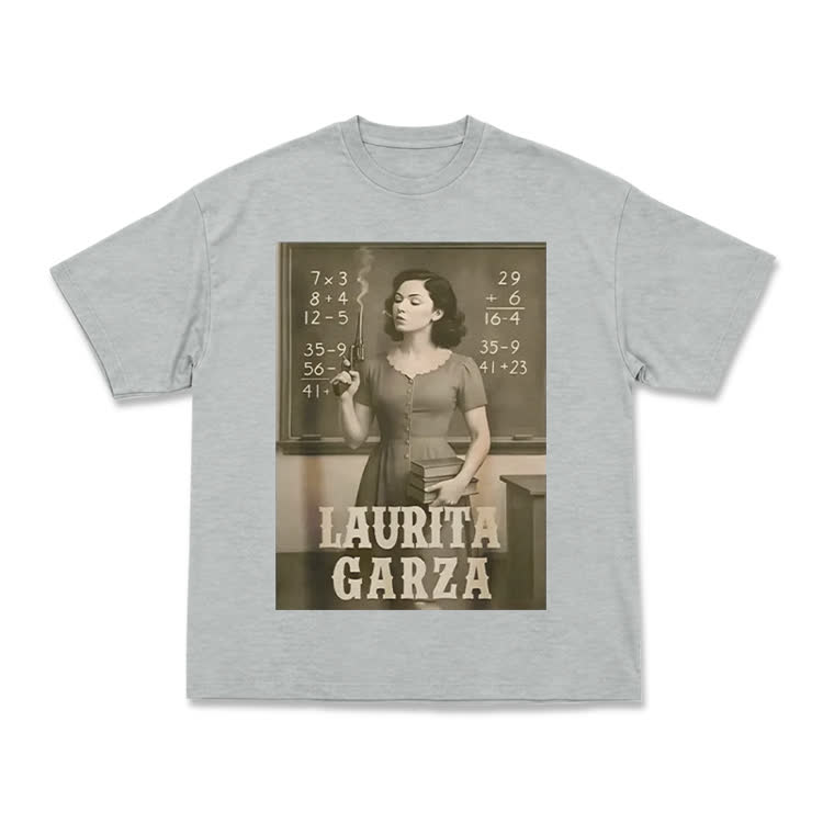 Vintage Laurita Garza Graphic Print T-shirt - Grey - US16-18(2XL) - image 6