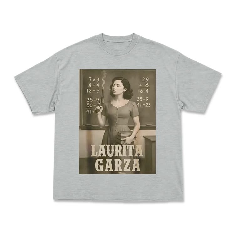 Vintage Laurita Garza Graphic Print T-shirt - Grey - US16-18(2XL) - image 6