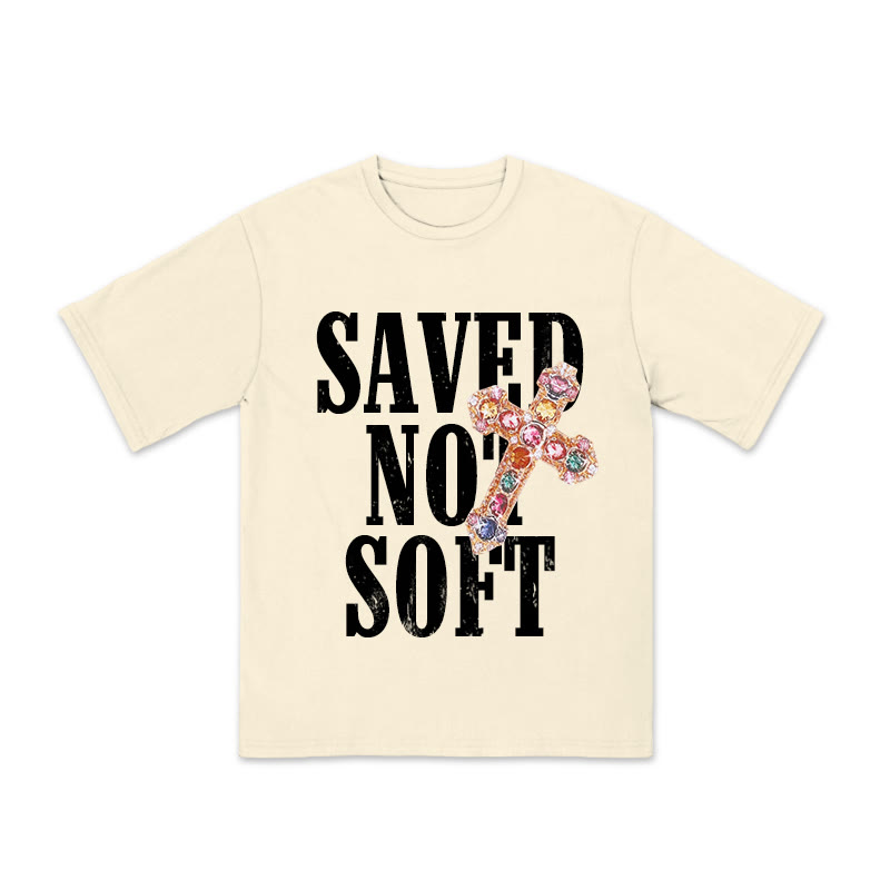Unisex 100% Cotton Saved Not Soft Gemstone Cross Print T-shirt