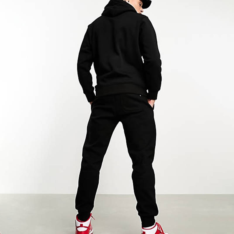 100% Cotton Solid Color Casual Loose Hoodie And Sweatpants Two-piece Set