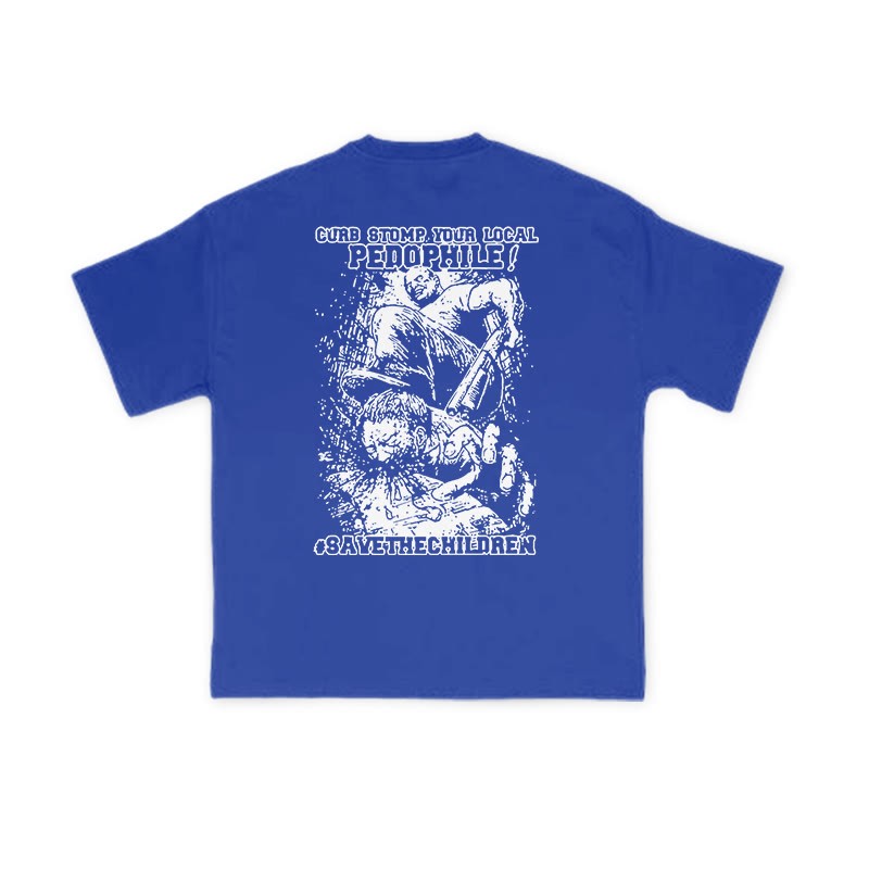Curb Stump Your Local Pedophile Print T-shirt - Blue - US16-18(2XL) - image 8