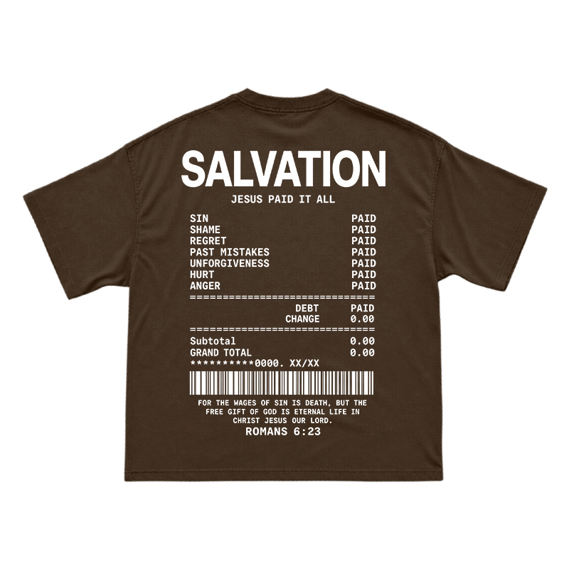 Faith Street Salvation Receipt Print T-Shirt - Coffee - US16-18(2XL) - image 11