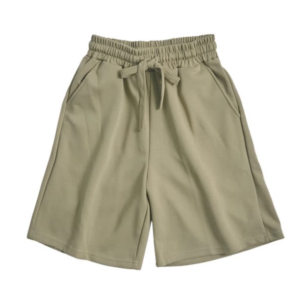Cotton Solid Color Drawstring Pocket Shorts - Khaki - 3XL - image 11