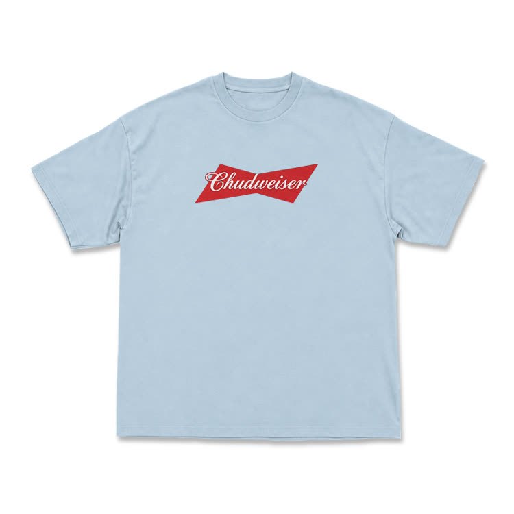 Casual Chudweiser Graphic Print T-shirt - Light Blue - US16-18(2XL) - image 7