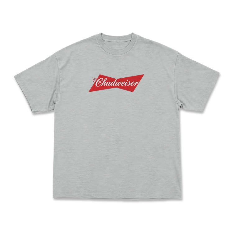 Casual Chudweiser Graphic Print T-shirt - Grey - US16-18(2XL) - image 10