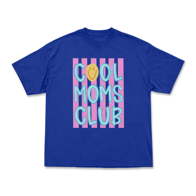 Cream Cool Moms Club Smile Graphic T-Shirt - Blue - US16-18(2XL) - image 12