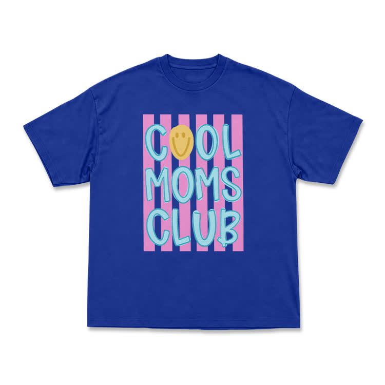 Cream Cool Moms Club Smile Graphic T-Shirt - Blue - US16-18(2XL) - image 12