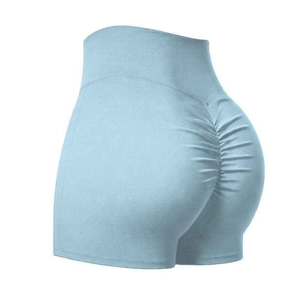 Solid Color Elevate High Waisted Scrunch Lift Active Yoga Shorts - Light Blue - 4XL - image 7