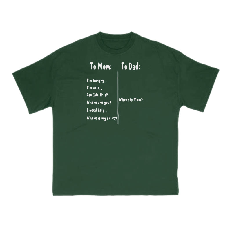 The Difference Between "to Mom" And "to Dad" Print T-shirt - Green - US16-18(2XL) - image 8