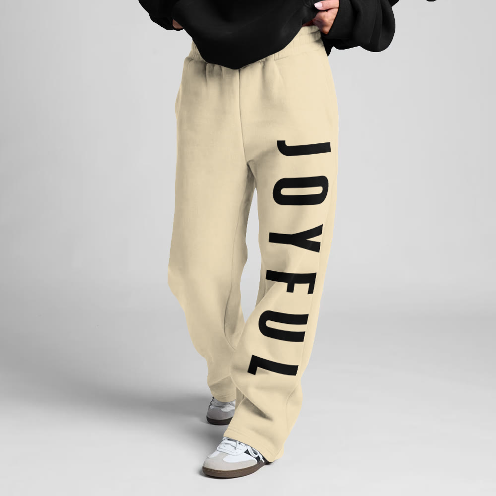 Joyful Print Straight-leg Sweatpants - Apricot - 5XL - image 4