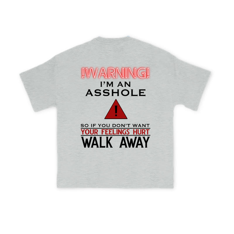 Warning I'm An Asshole Print T-shirt - Grey - US16-18(2XL) - image 3