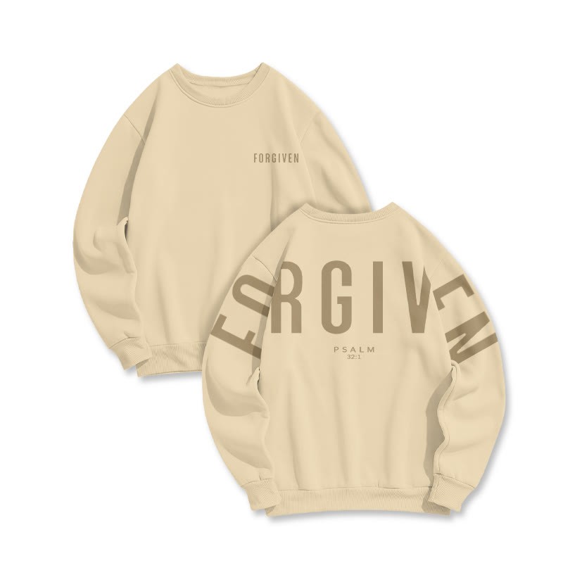 Unisex Forgiven Psalm 32:1 Print Sweatshirt - Apricot - US16-18(2XL) - image 3