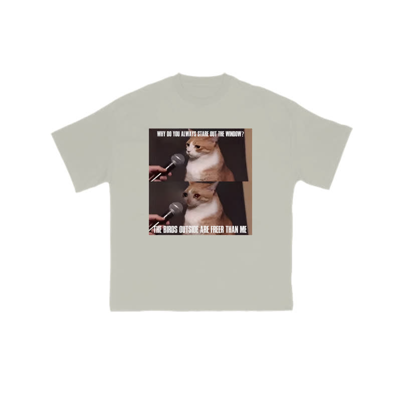 Unisex 100% Cotton A Cat With A Story Print T-shirt - Warm Grey - US16-18(2XL) - image 4