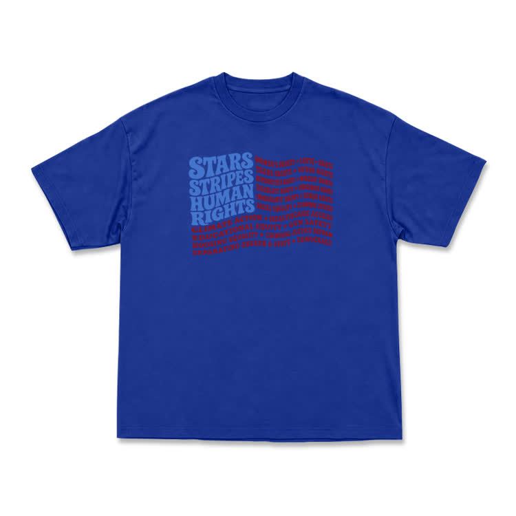 Statement Stars Stripes Human Rights Graphic T-Shirt - Blue - US16-18(2XL) - image 5