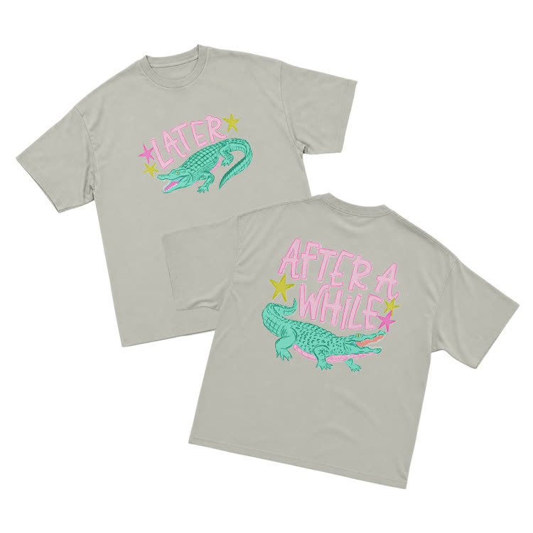 Casual Statement After A While Art Graphic T-Shirt - Warm Grey - US16-18(2XL) - image 4