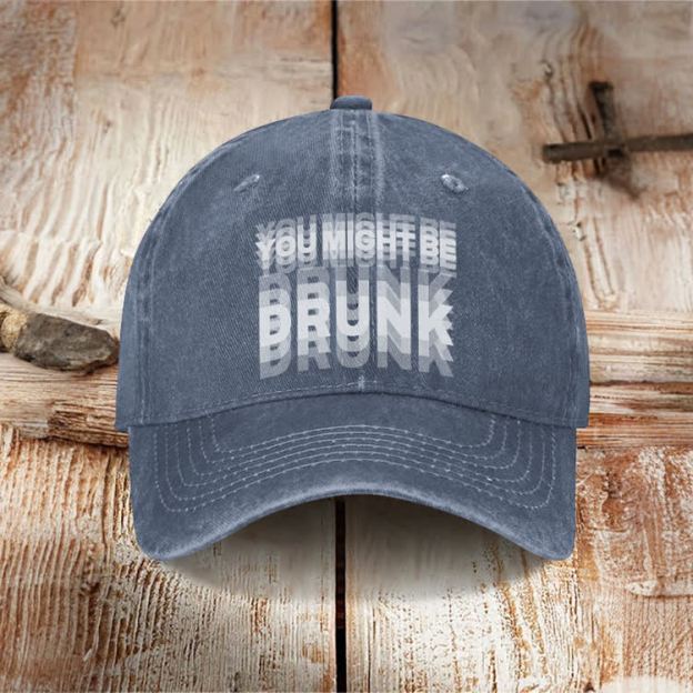 You Might Be Drunk Print Washed Cap - Blue - one size - image 4