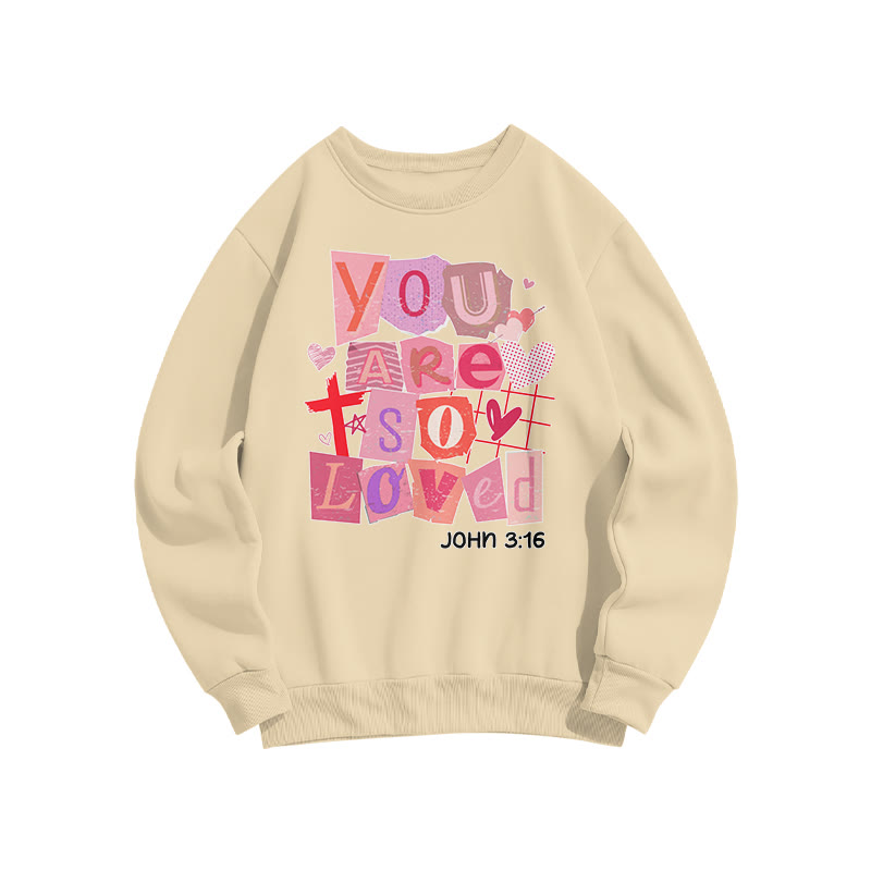 You Are So Loved John 3:16 Valentine's Day Print Sweatshirt - Apricot - US16-18(2XL) - image 5