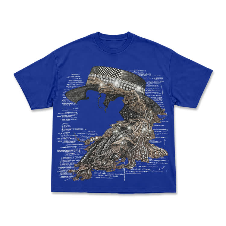 Vintage Art Street Portrait Graphic Print T-Shirt - Blue - US16-18(2XL) - image 10