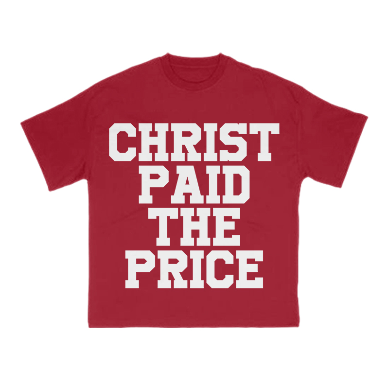 Christ Paid The Price Print T-shirt - Red - US16-18(2XL) - image 10