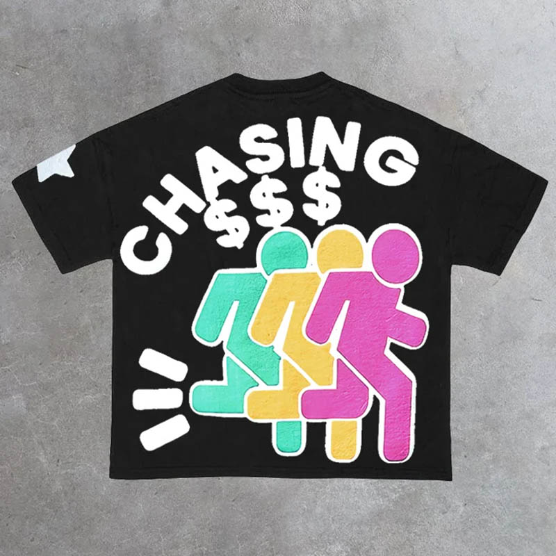 100% Cotton Who Cares Get Some Money Chasing Money Print T-shirt