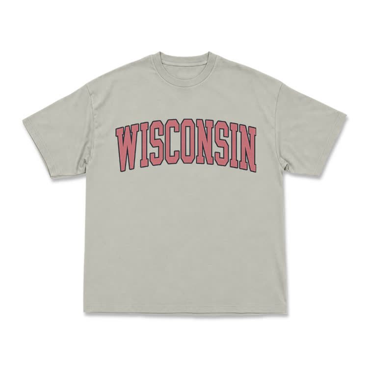 Classic Campus Wisconsin Arch Print T-Shirt - Warm Grey - US16-18(2XL) - image 5