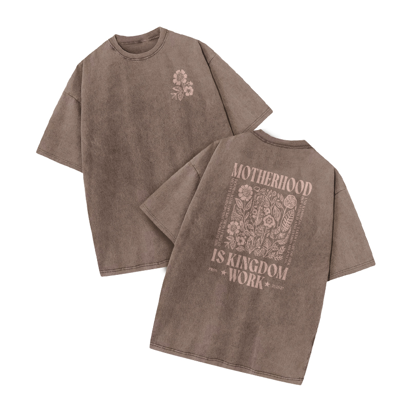 Motherhood Is Kingdom Work Proverbs 31:25-27 Print Acid Washed T-shirt - Coffee - US20-22(3XL) - image 4