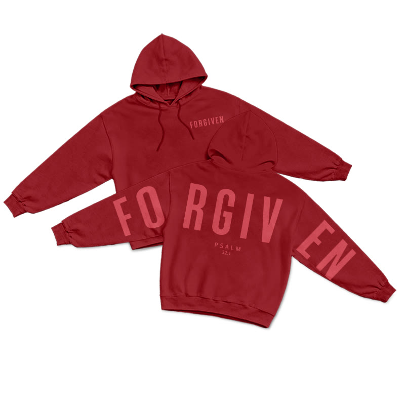 Unisex 100% Cotton Forgiven Psalm 32:1 Print Hoodie - Red - US16-18(2XL) - image 16