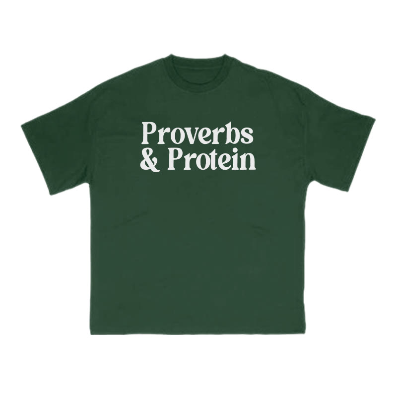 Proverbs & Protein Print T-shirt - Green - US16-18(2XL) - image 10