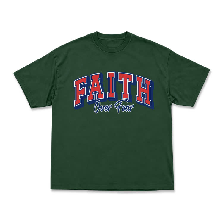 Vintage Faith Over Fear Classic T-Shirt - Green - US16-18(2XL) - image 13