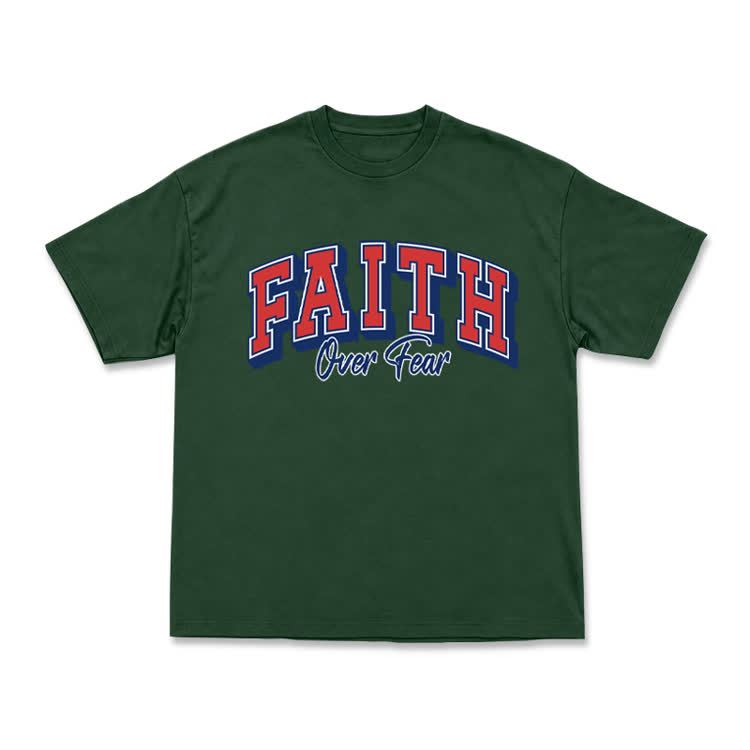Vintage Faith Over Fear Classic T-Shirt - Green - US16-18(2XL) - image 13