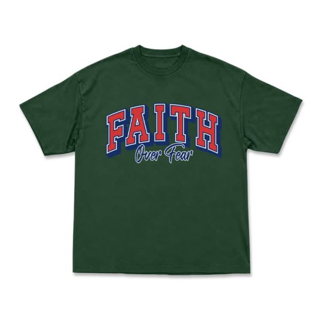 Vintage Faith Over Fear Classic T-Shirt - Green - US16-18(2XL) - image 13