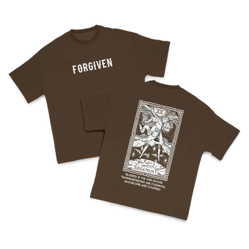 Forgiven Tarot Judgement Print T-shirt - Coffee - US16-18(2XL) - image 6