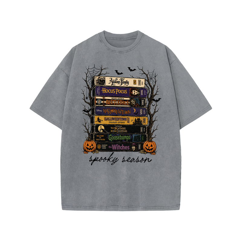Vintage Halloween Graphic Print Acid Washed T-shirt - Grey - US20-22(3XL) - image 6