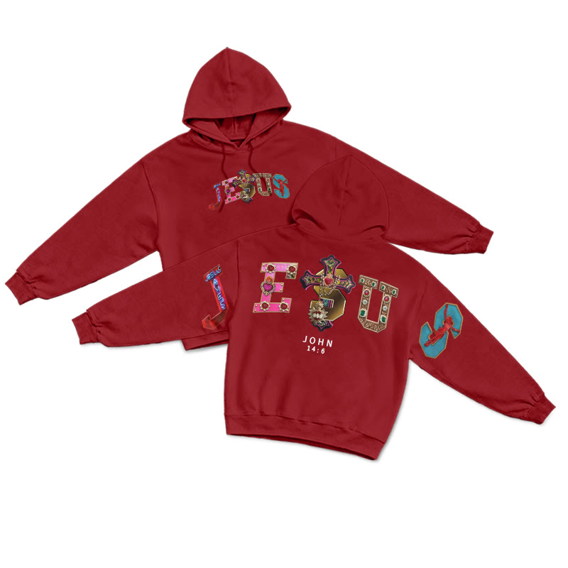 Gemstone Jesus John 14:6 Print Hoodie - Red - US16-18(2XL) - image 16