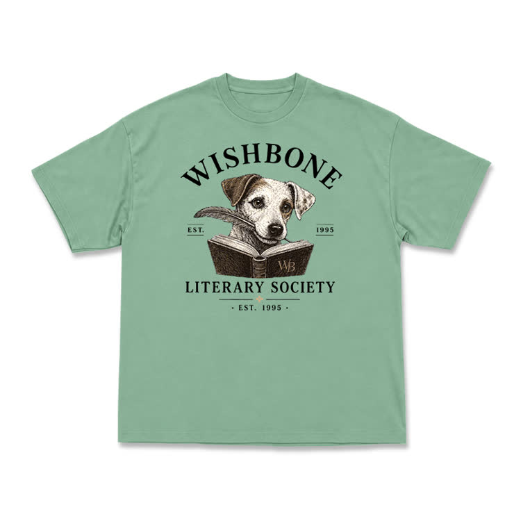 Wishbone Literary Society Vintage Dog Graphic T-Shirt - Light Green - US16-18(2XL) - image 5