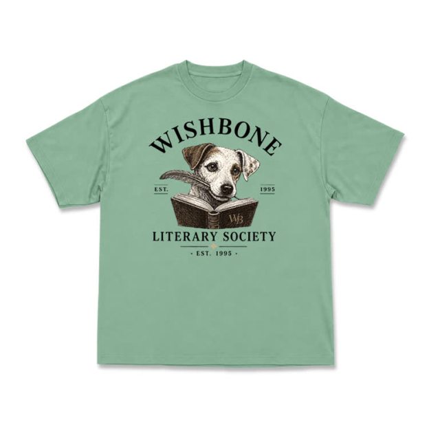 Wishbone Literary Society Vintage Dog Graphic T-Shirt - Light Green - US16-18(2XL) - image 5