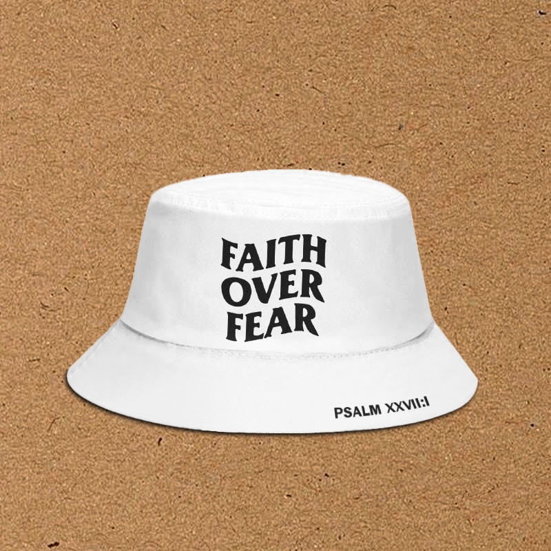 Faith Over Fear Print Bucket Hat - White - XL(62cm) - image 5
