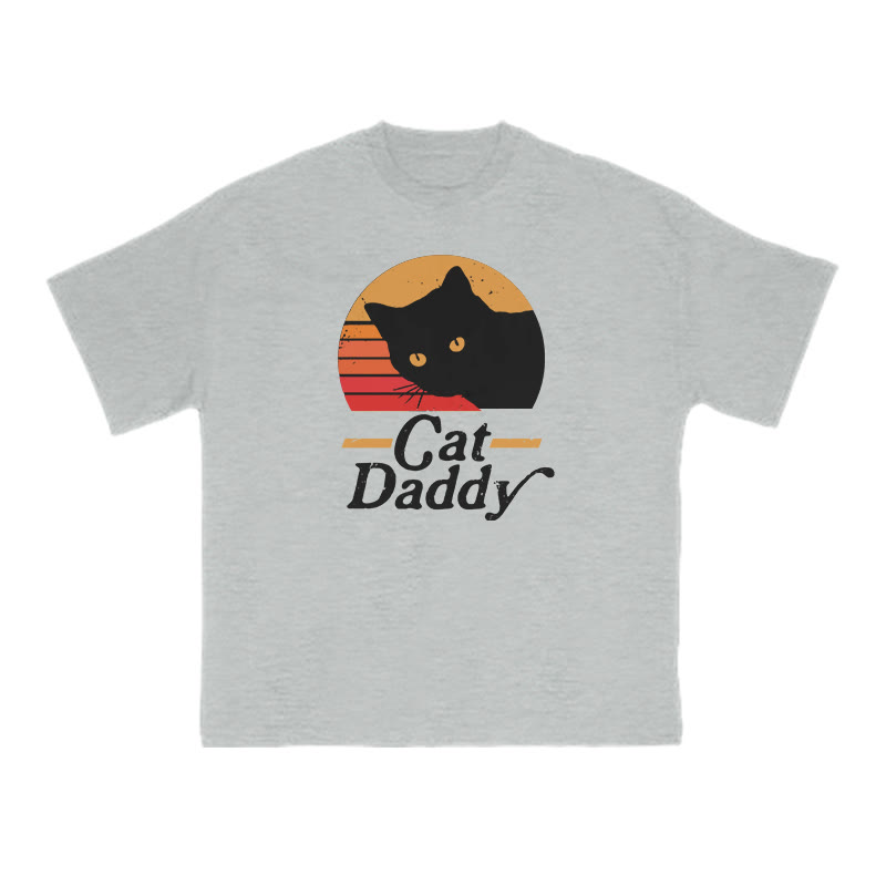 Unisex 100% Cotton Cat Daddy Print T-shirt - Grey - US16-18(2XL) - image 3