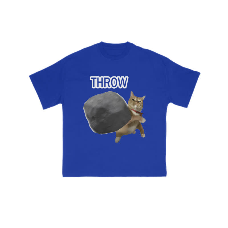 Unisex 100% Cotton  Violence Cat Art Print T-shirt - Blue - US16-18(2XL) - image 7