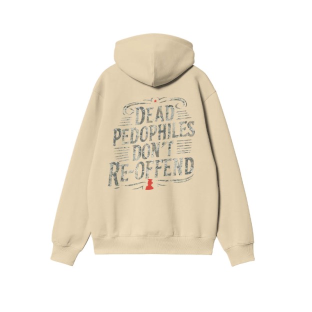 Creative Dead Pedophiles Don't Re-offend Protect The Innocent Dead Leaves Camouflage Print Hoodie - Apricot - US16-18(2XL) - image 4