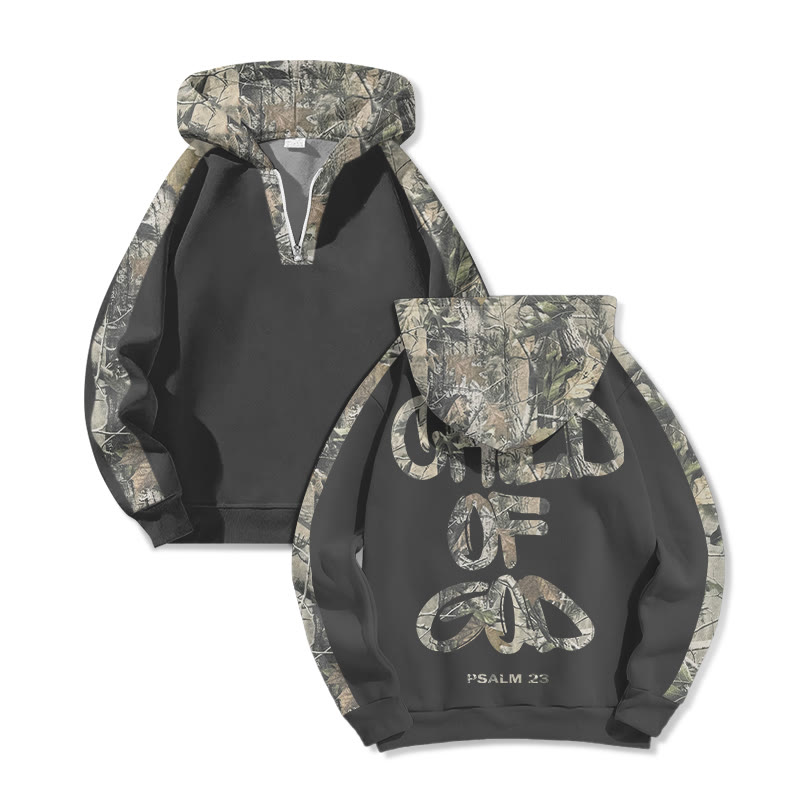 Child Of God Dead Leaves Camouflage Print Half Zip Hoodie - Dark Grey - US32-34(5XL) - image 4