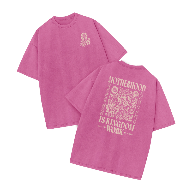 Motherhood Is Kingdom Work Proverbs 31:25-27 Print Acid Washed T-shirt - Pink - US20-22(3XL) - image 7