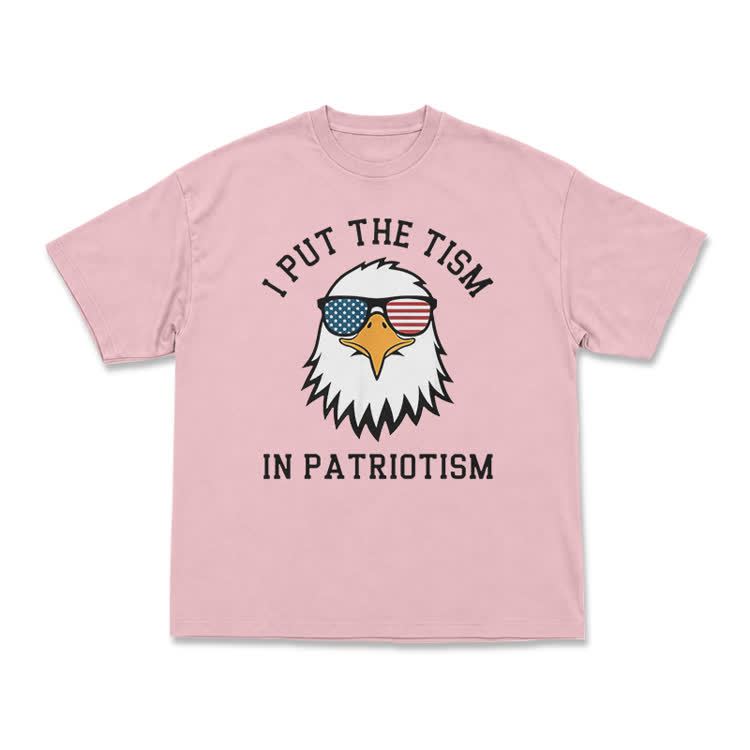 Casual I Put the Tism in Patriotism Eagle Graphic T-Shirt - Pink - US16-18(2XL) - image 10