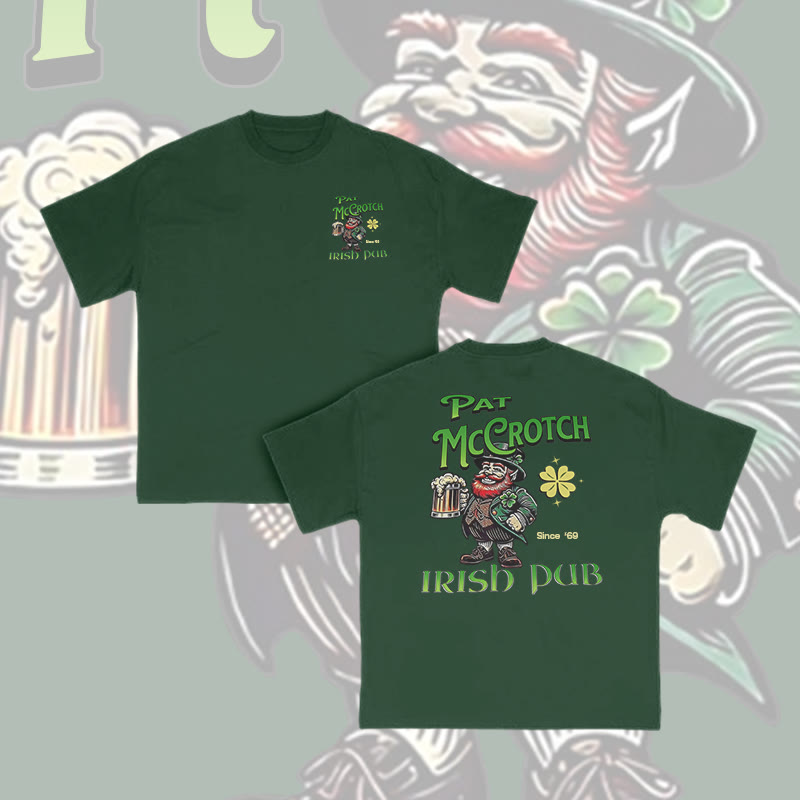 Unisex 100% Cotton Pat McCrotch Irish Pub Print T-shirt
