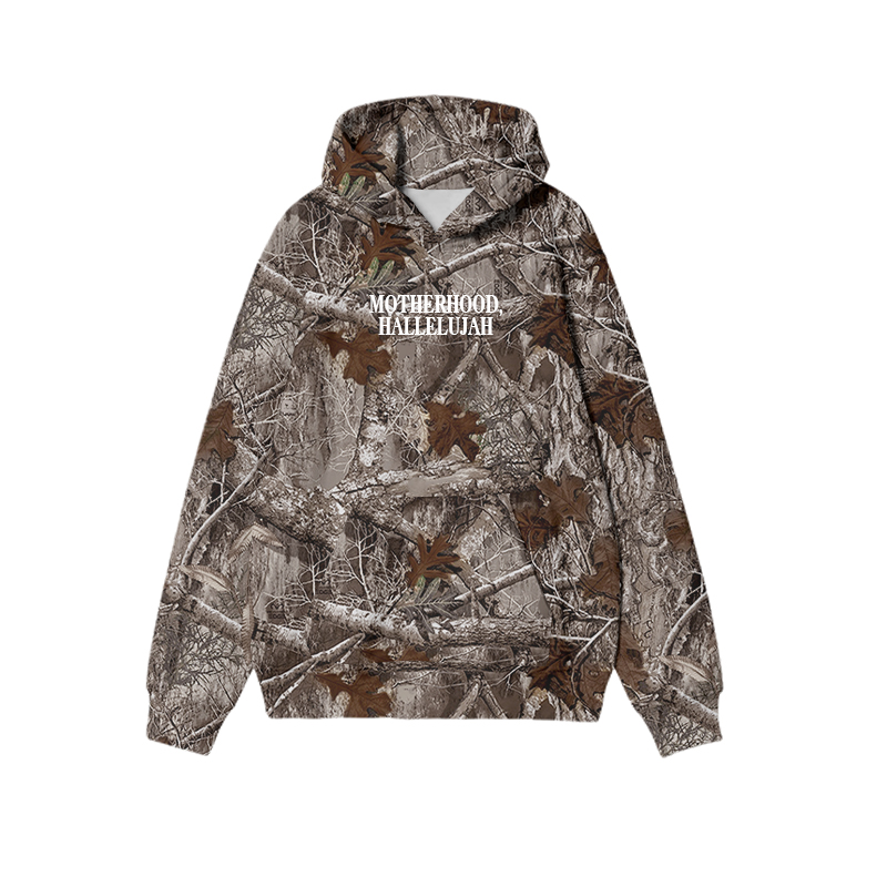Vintage Camo MOTHERHOOD HALLELUJAH Graphic Print Causal Hoodie - Brown Camo - US32-34(5XL) - image 15