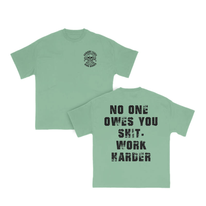Unisex Work Harder Print T-shirt - Green - US16-18(2XL) - image 9