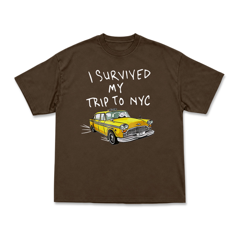 Casual I Survived My Trip to NYC Taxi Graphic T-Shirt - Coffee - US16-18(2XL) - image 12