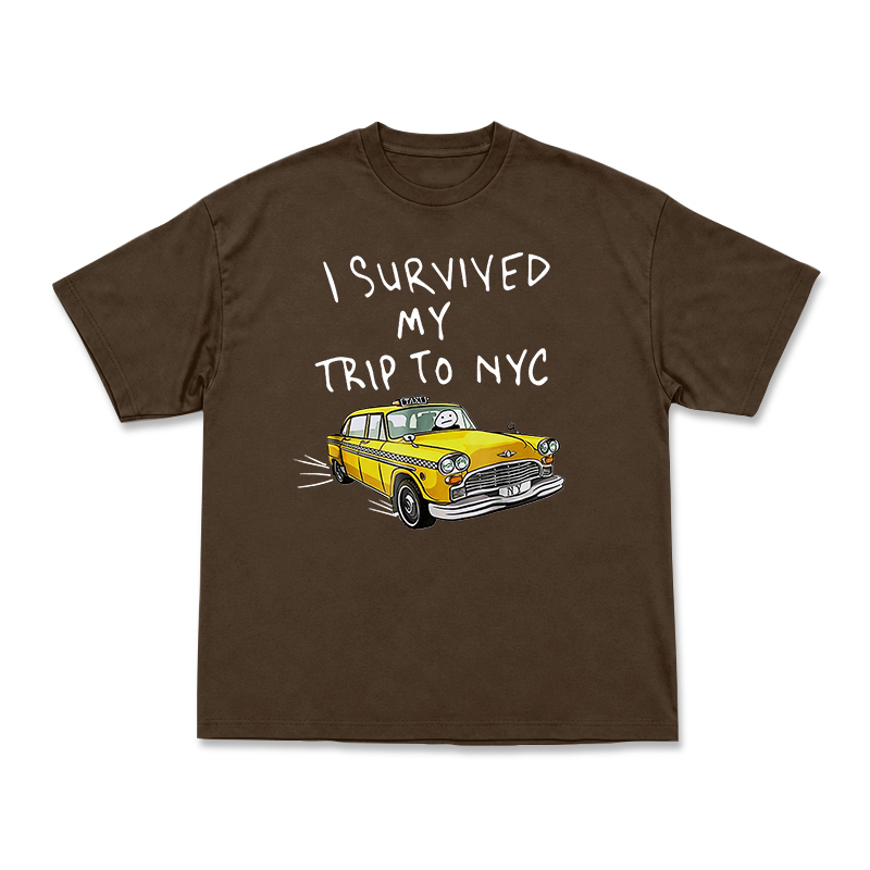 Casual I Survived My Trip to NYC Taxi Graphic T-Shirt - Coffee - US16-18(2XL) - image 12