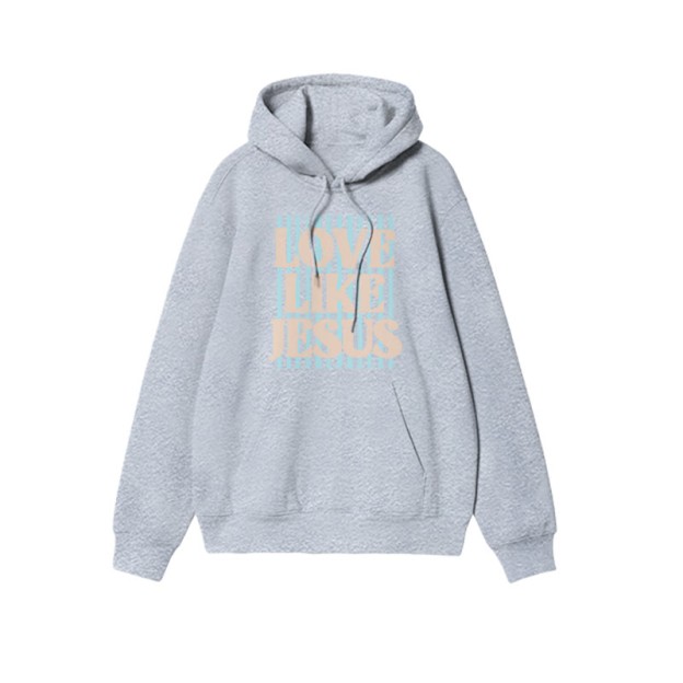 Unisex 100% Cotton Love Like Jesus Print Hoodie - Grey - US16-18(2XL) - image 4