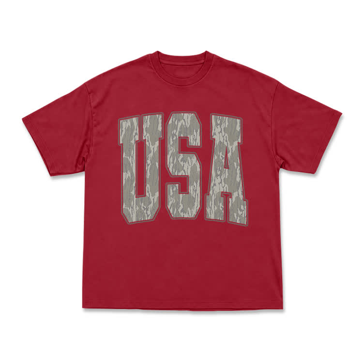 Camo USA Print T-Shirt - Red - US16-18(2XL) - image 5